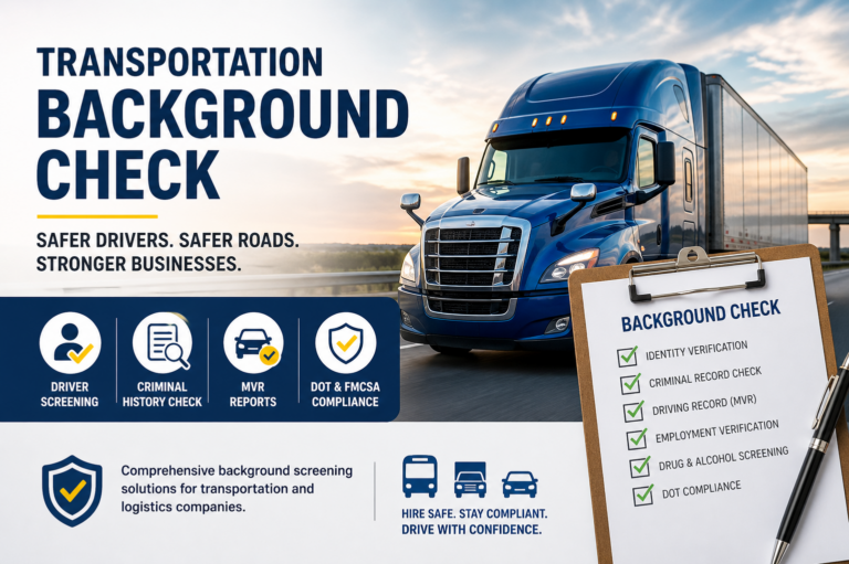 Transportation background check for DOT drivers and commercial fleets