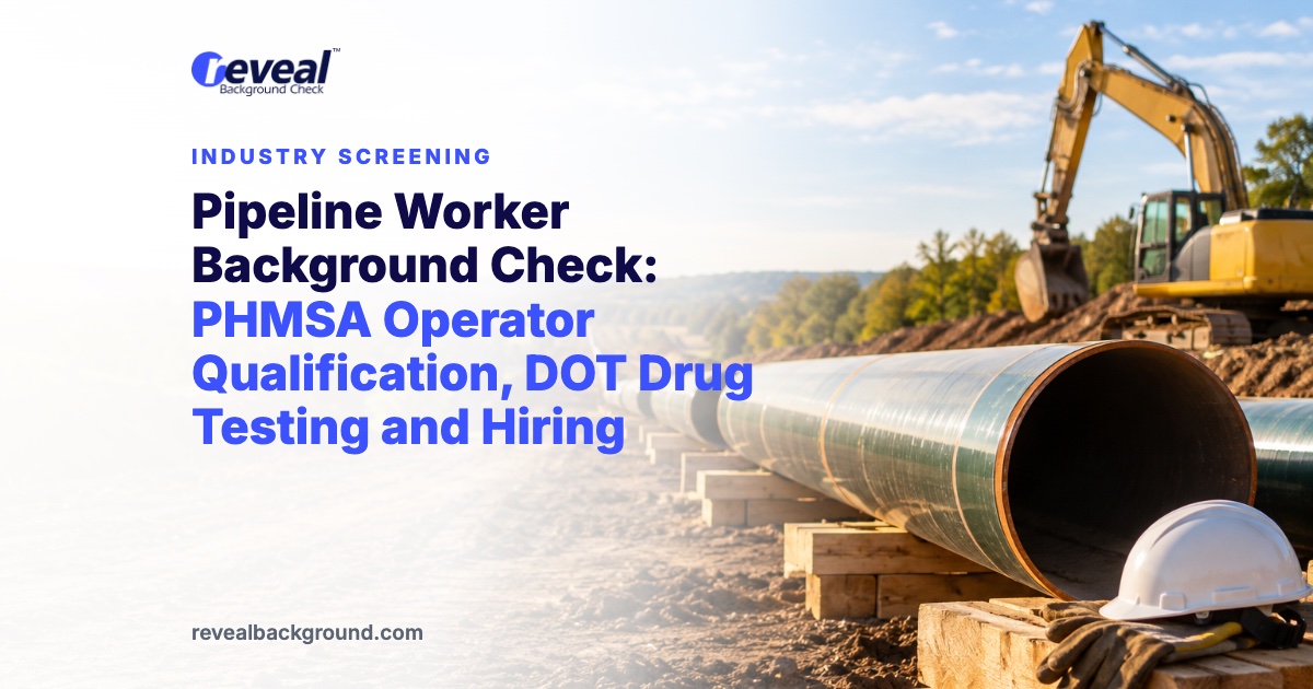 Pipeline Worker Background Check: PHMSA Operator Qualification, DOT Drug Testing and Hiring
